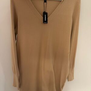 Brand New Express Tan V-Neck Sweater (with tags)